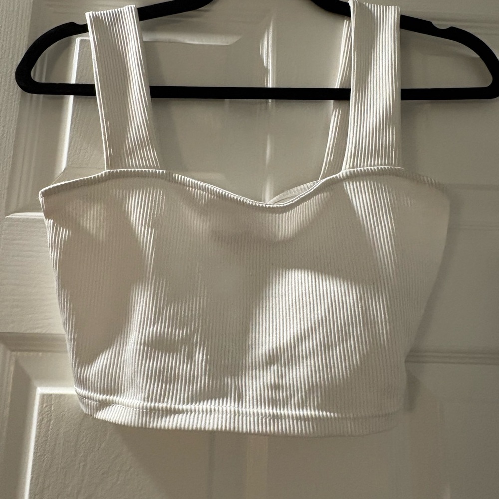 White Ribbed Crop Top